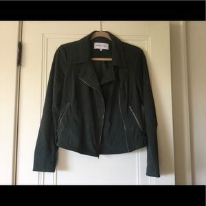 Cupcakes and Cashmere Faux Suede Moto Jacket | Olive Green | XS
